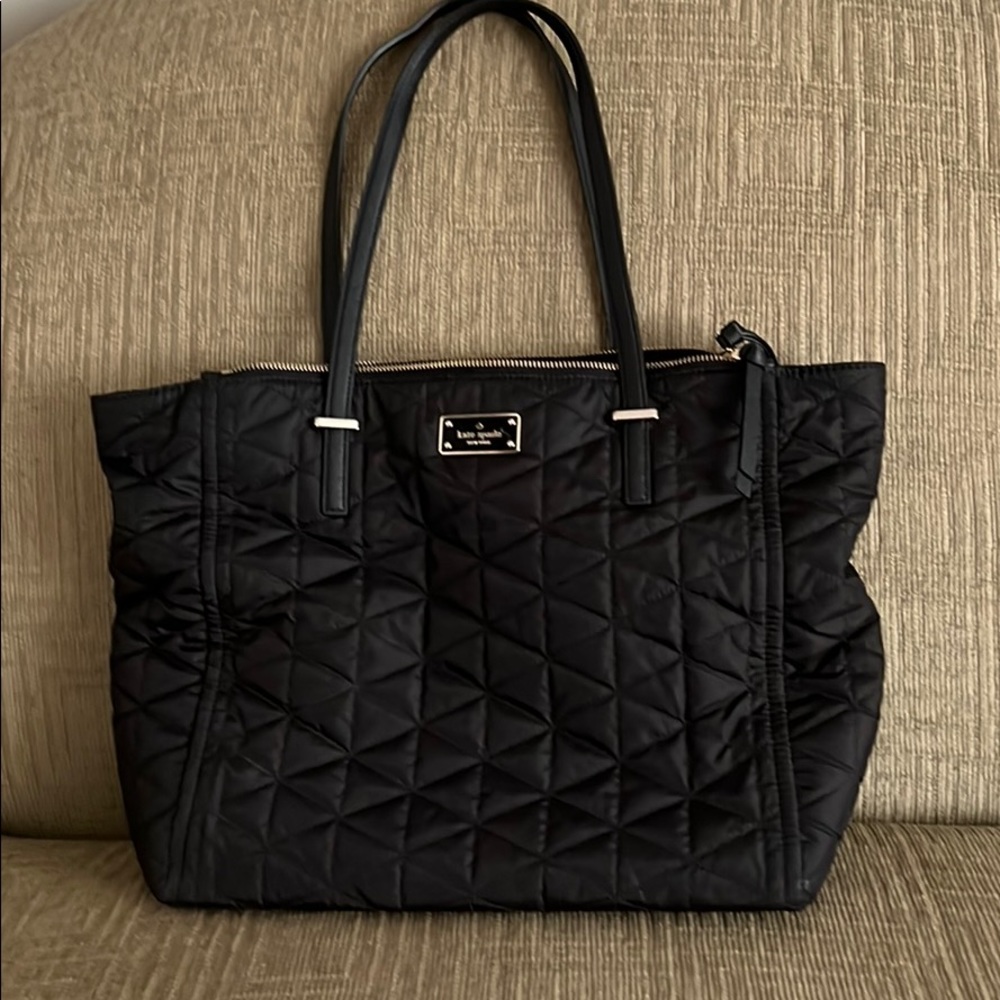 Kate spade black quilted tote bag.2 zipper pockets